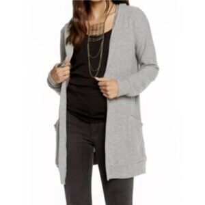 CHASER SET Sweater & Joggers Gray -Super Soft Lace Up Back Hooded Cardigan